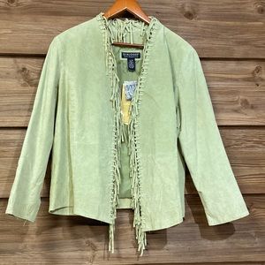 Dialogue Washable Leather Fringe Jacket